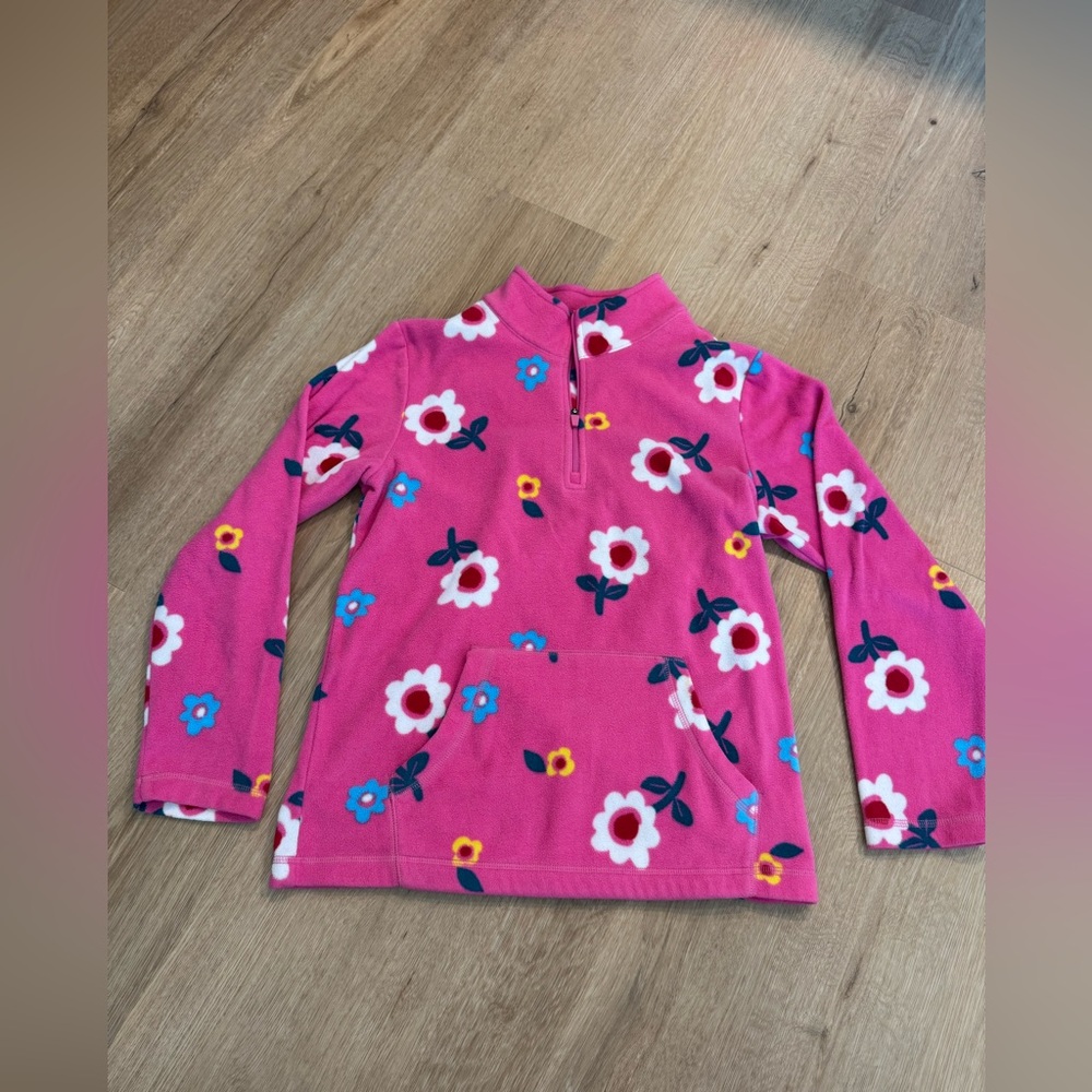 𝅺Hanna Anderson girls fleece pullover floral zip